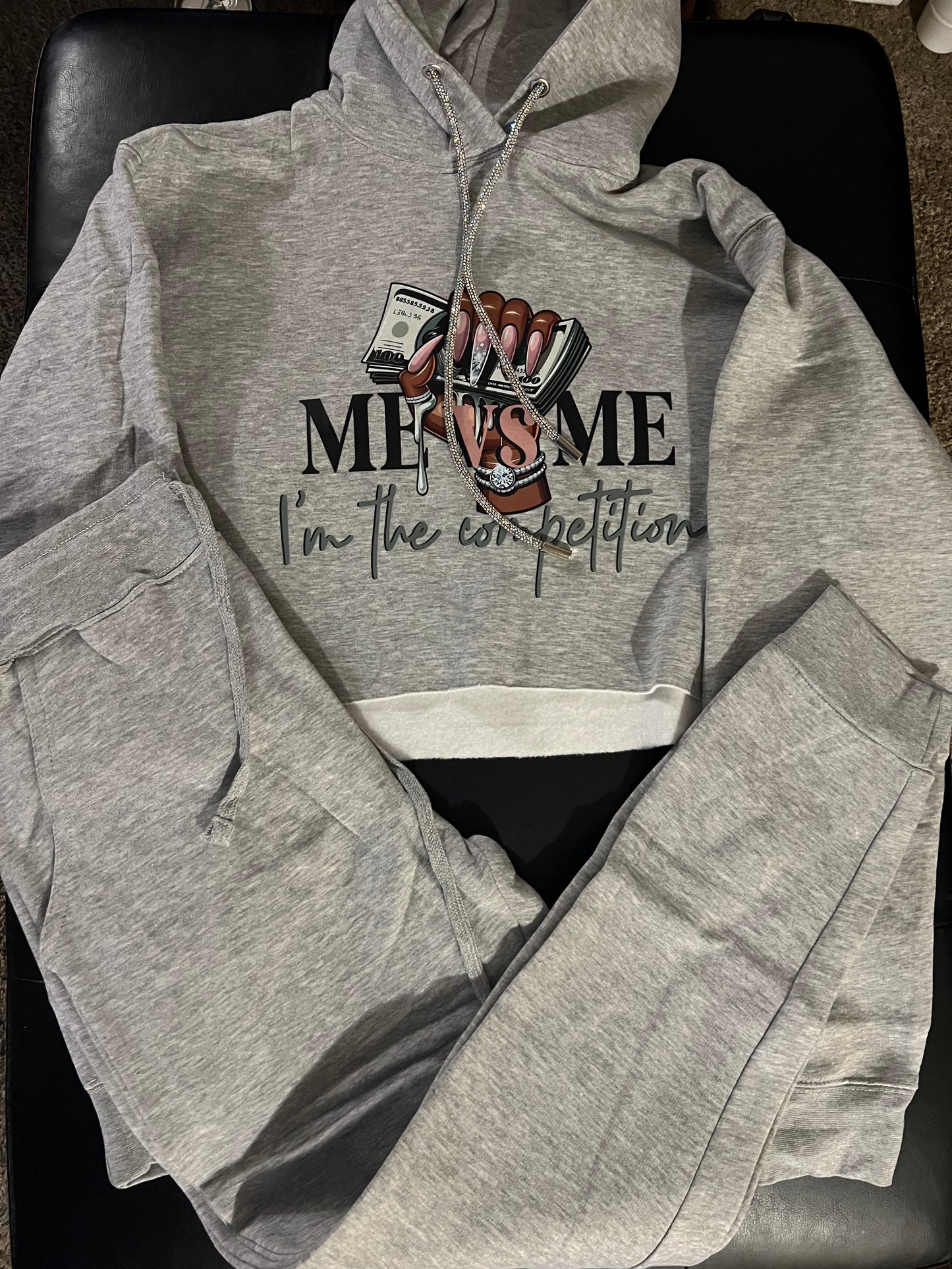 Me vs me crop top hoodie