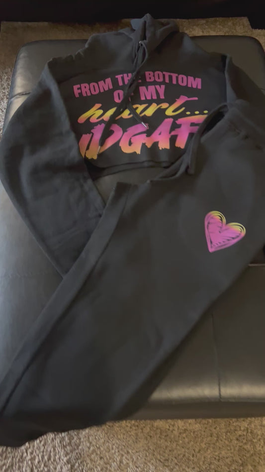 From the bottom of my heart crop top sweatsuit